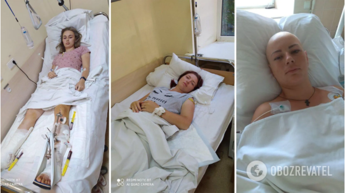 Пострадавшие девушки сейчас в военном госпитале в Киеве. Коллаж из фото Натальи Воронковой