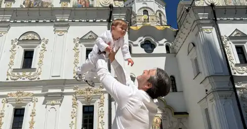 Притула охрестив молодшого сина в ушкодженій Києво-Печерській лаврі