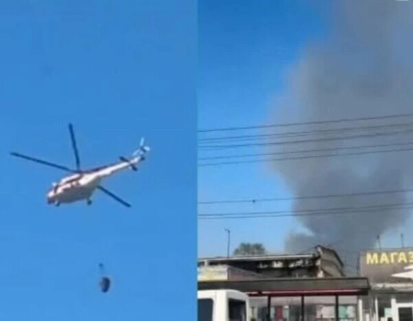 На Почайній сталася пожежа через обстріл: вертольоти гасять вогонь на господарському ринку&hellip;