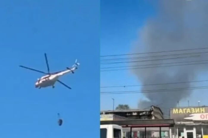 На Почайній сталася пожежа через обстріл: вертольоти гасять вогонь на господарському ринку&hellip;